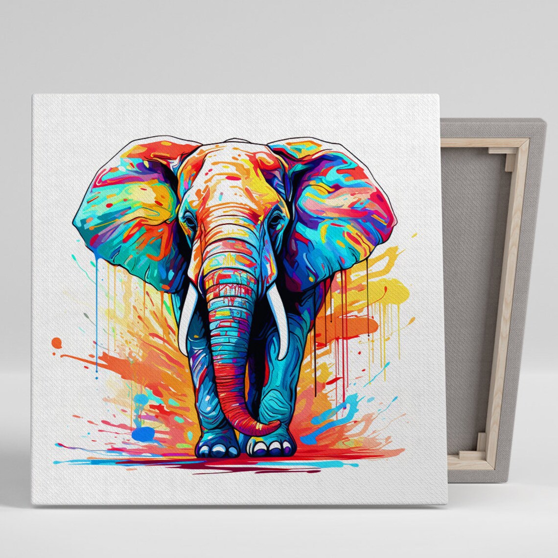 Vibrant Elephant Abstract Animal Wall Art Print