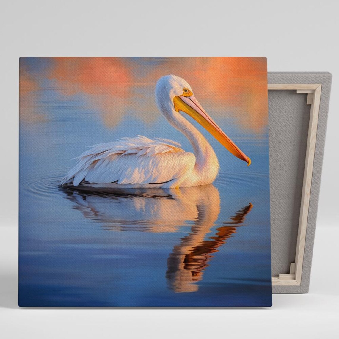 Pelican Reflection Minimalist Art Print, Coastal Decor