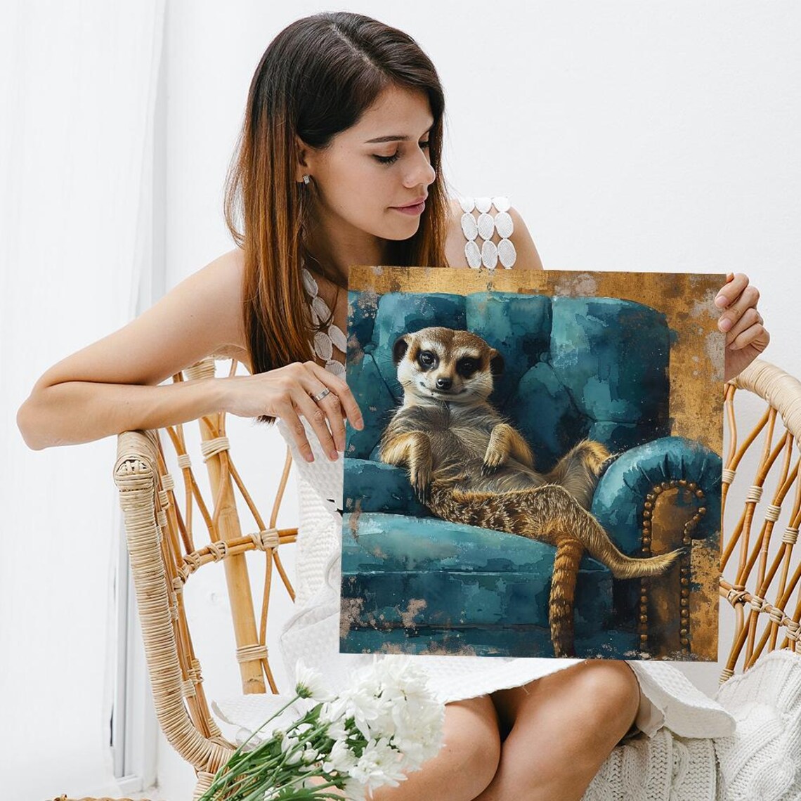 Meerkat Whimsical Bohemian Glam Wall Art Print - Image 3