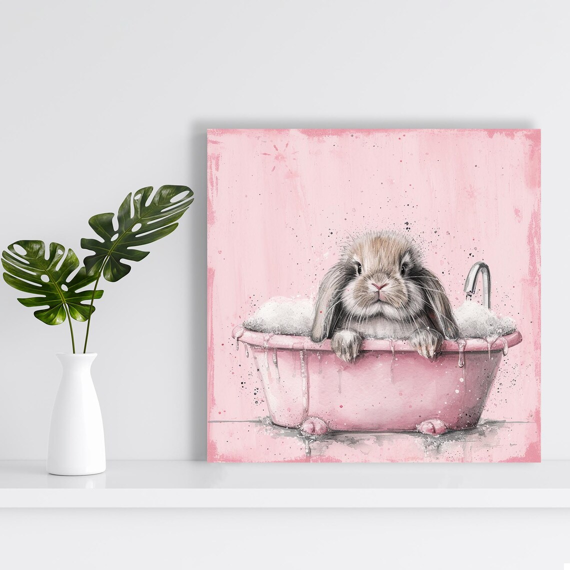 Bathing Bunny Bliss, Whimsical Nursery Art Print - Image 2