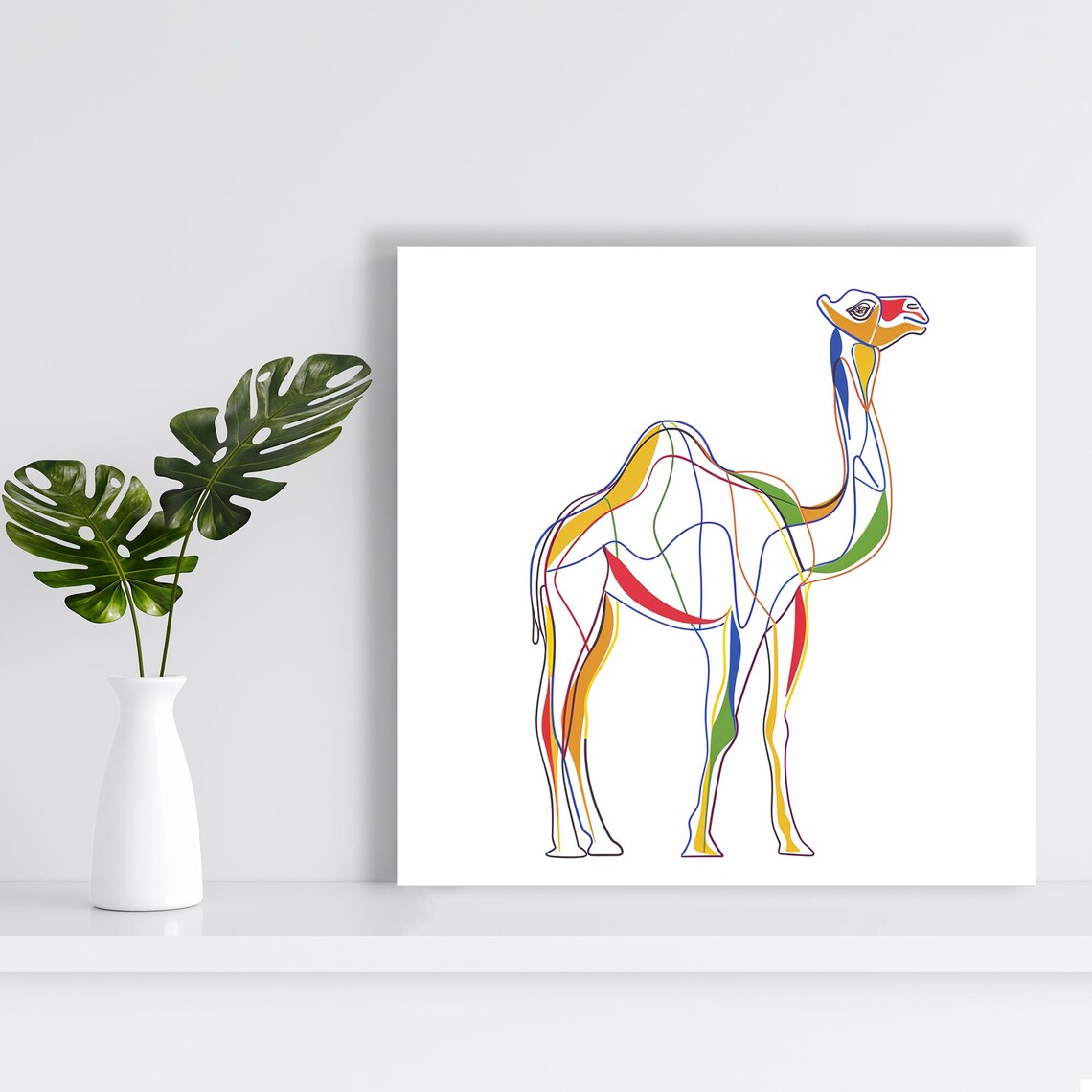 Camel Abstract Modern Art Print, Colorful Contours - Image 2