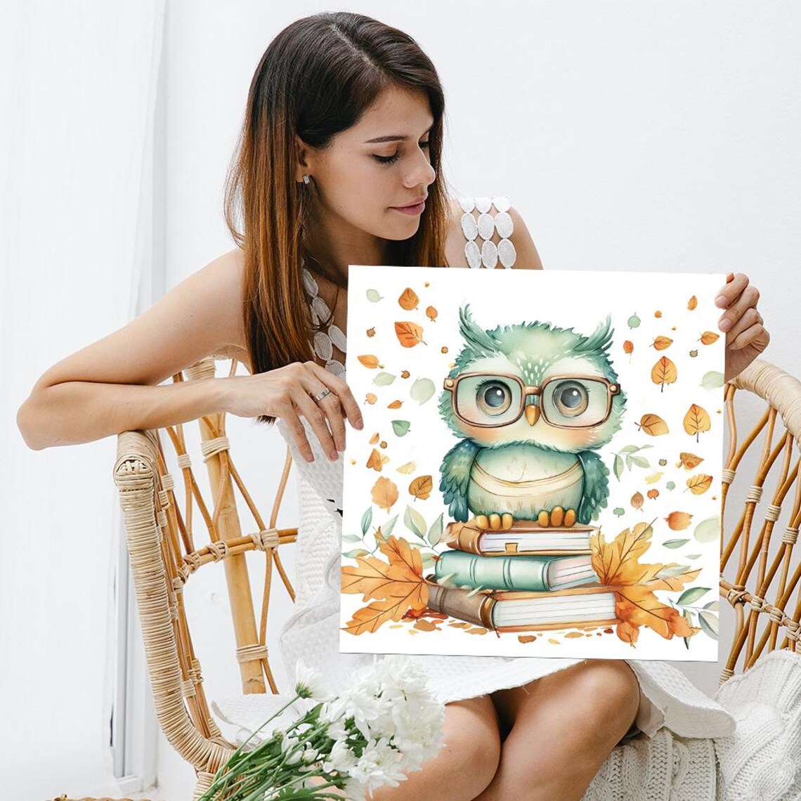 Whimsical Owl Autumn Art Print for Nursery & Library - Image 3