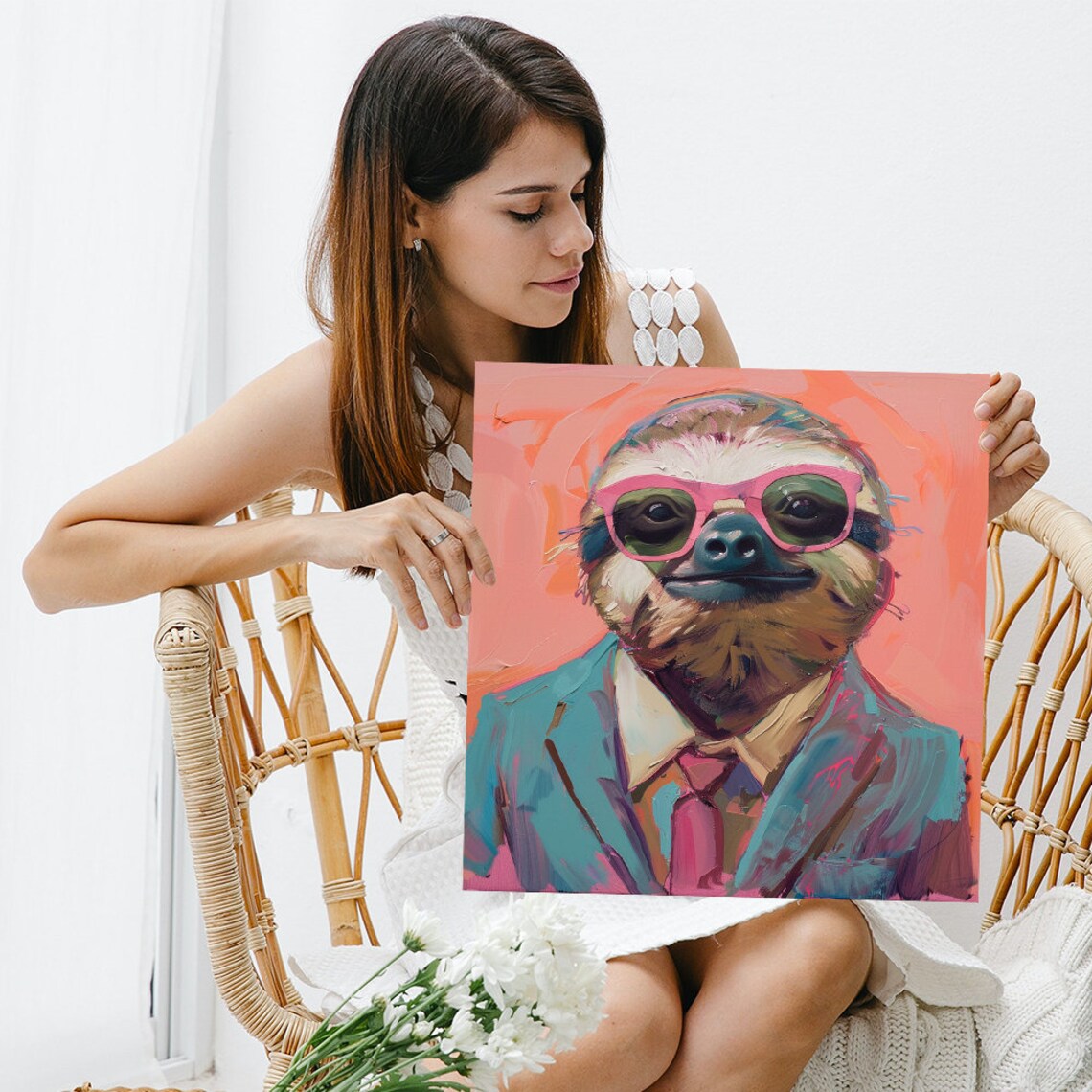 Dapper Sloth in Shades, Whimsical Pop Art Print - Image 3