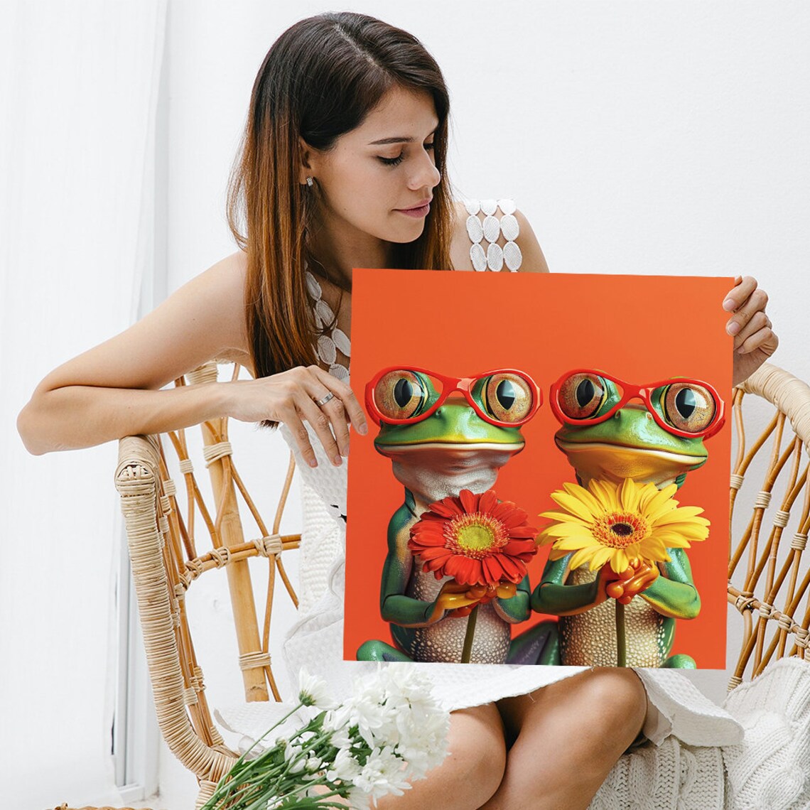 Funky Frog Duo Poster, Whimsical Animal Decor - Image 3
