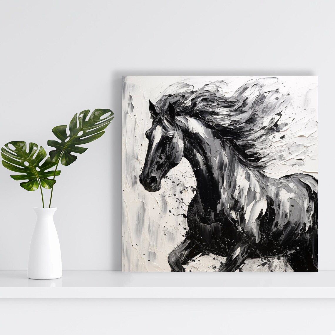 Galloping Stallion Abstraction, Rustic Art Print - Image 2
