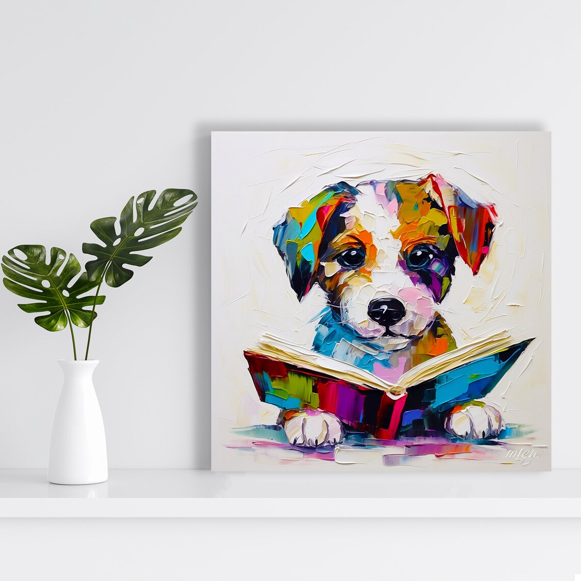Jack Russell Terrier, Whimsical Bookworm Art Print - Image 2
