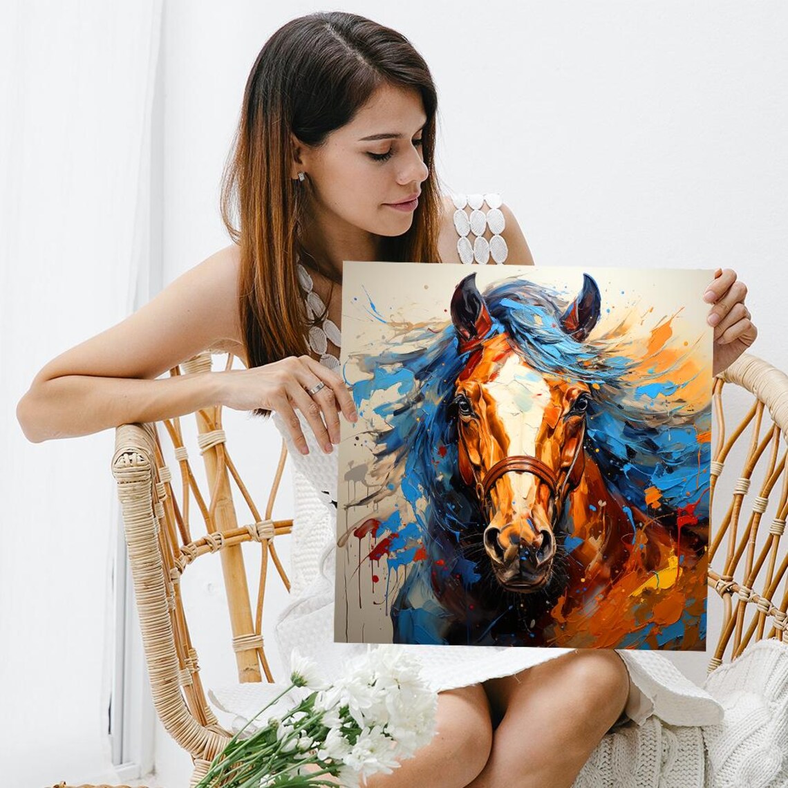 Horse Explosion Rustic Contemporary Art Print - Image 3