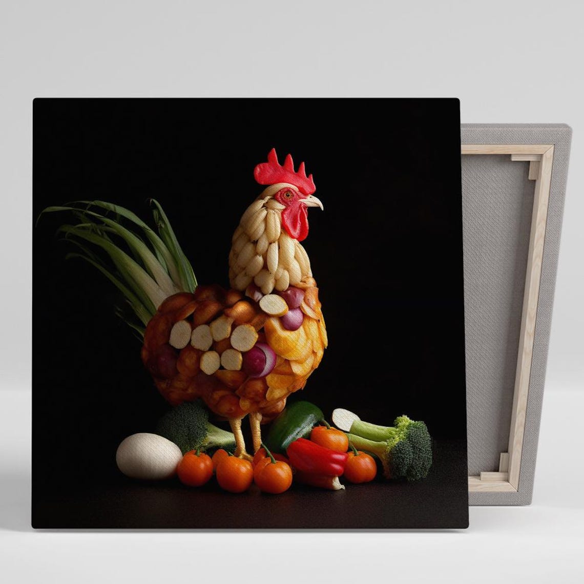 Rooster Made Of Vegetables Still Life Food Art Creative Wall Poster