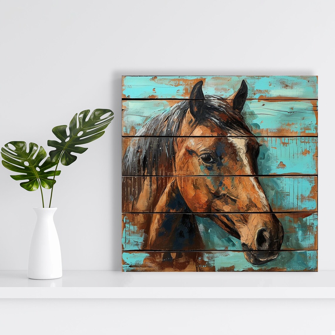 Horse Art Print, Rustic Farmhouse Living Room Decor - Image 2