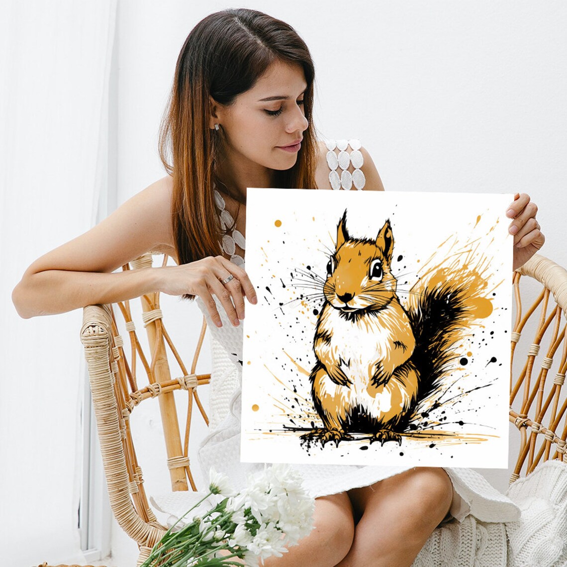 Squirrel Splatter Art Print, Contemporary Decor - Image 3
