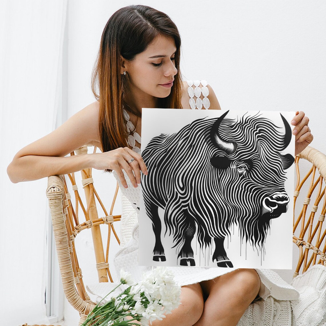 Bison Silhouette Art Print, Modern Rustic Decor - Image 3