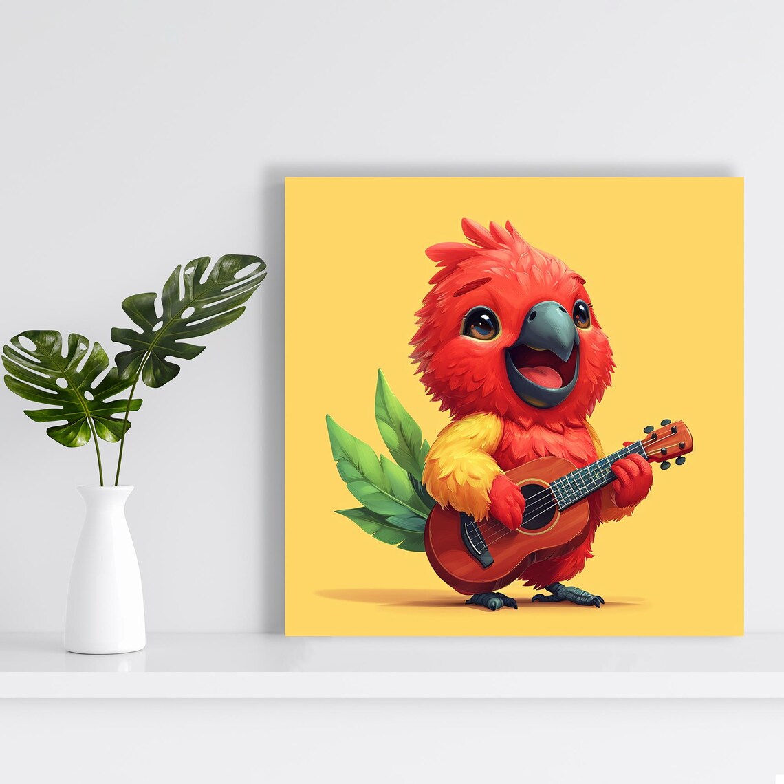 Melodic Macaw Mischief, Whimsical Tropical Art Print - Image 2
