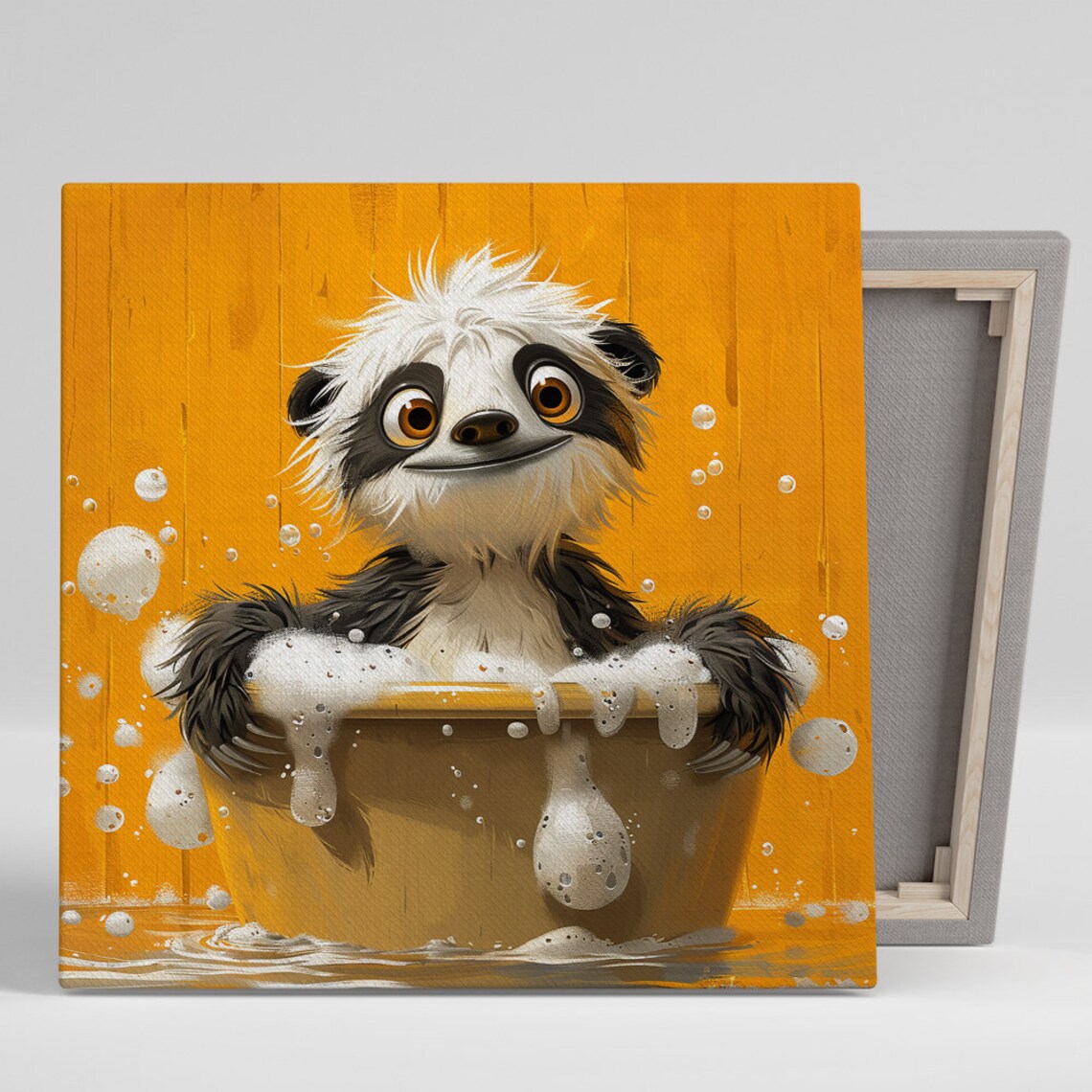Bubbly Sloth Bath Time, Whimsical Minimalist Art Print