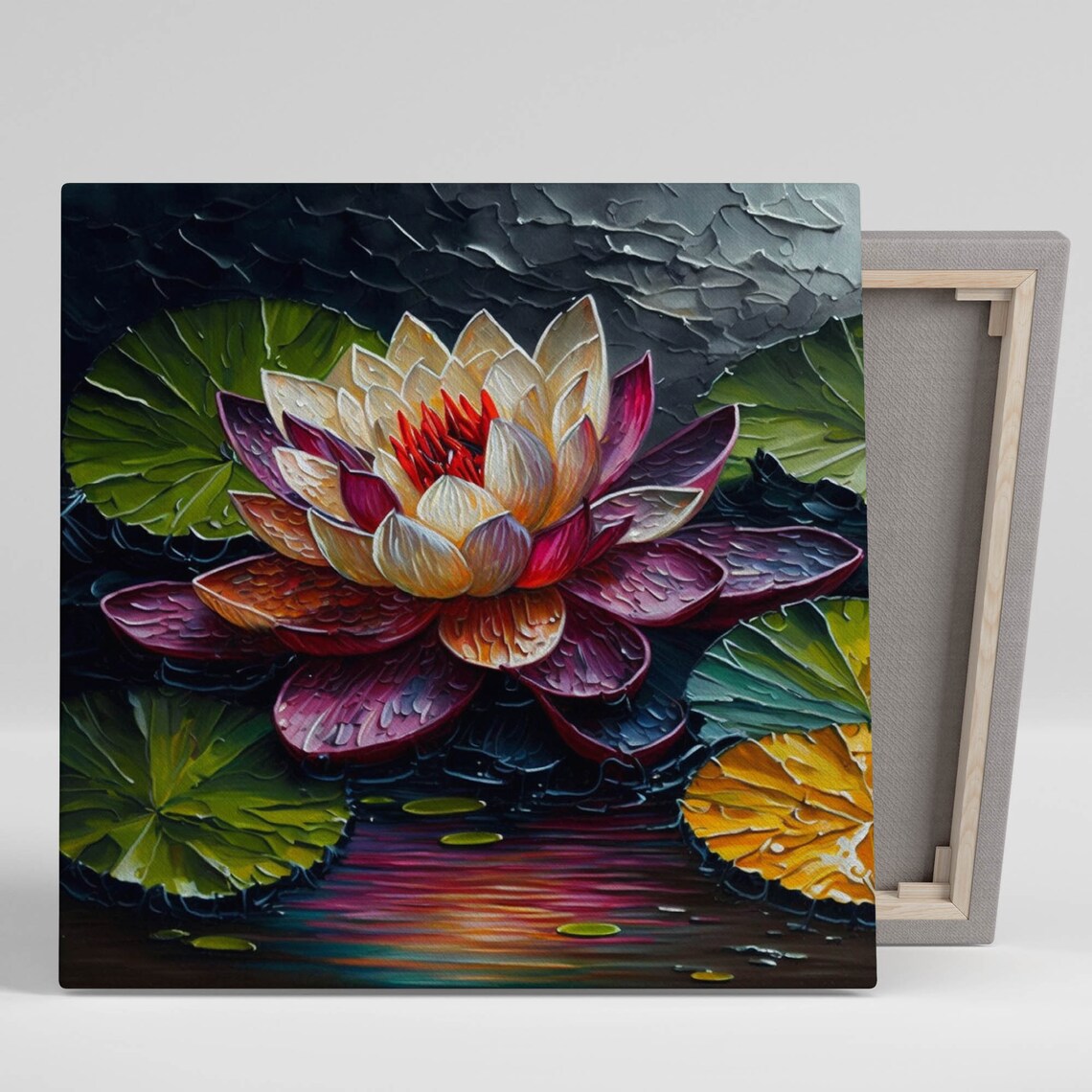 Water Lily Flower Botanical Poster Print, Pink Floral