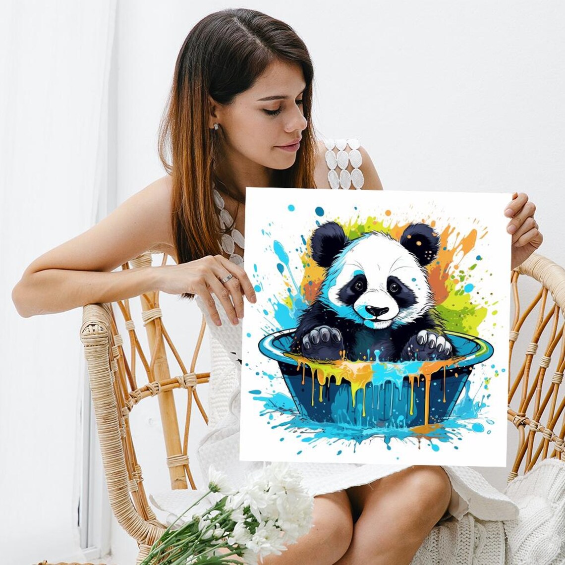 Splashy Panda Bath Time, Whimsical Animal Poster - Image 3
