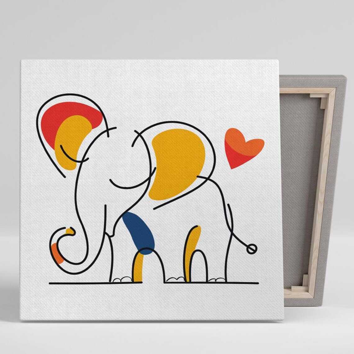 Heartfelt Elephant Abstraction, Minimalist Nursery Art Print