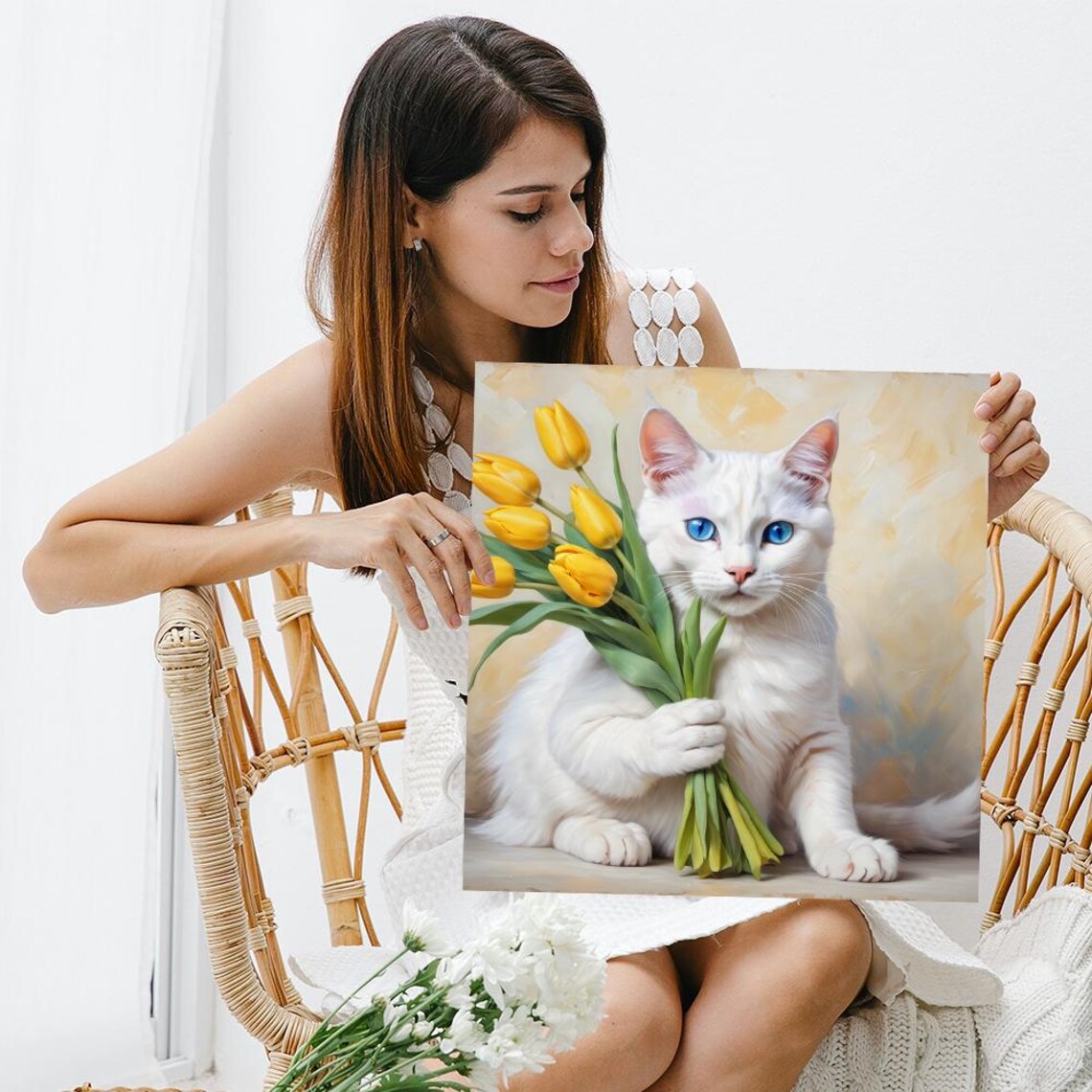 Cat Florists Delight, Contemporary Wall Art Print - Image 3