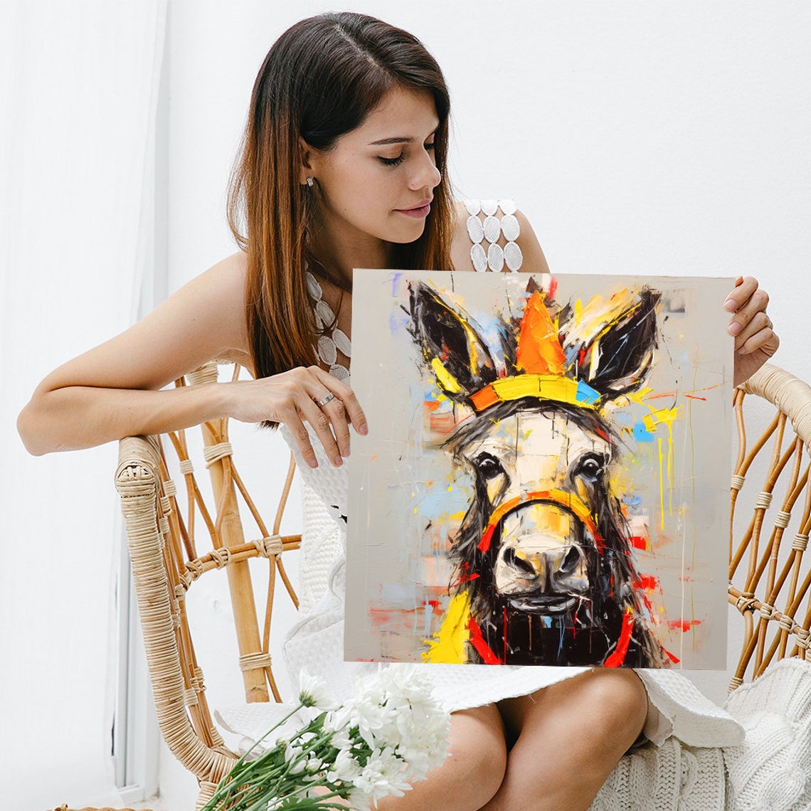 Donkey Wearing Golden Crown Whimsical Colorful King Animal Poster - Image 3