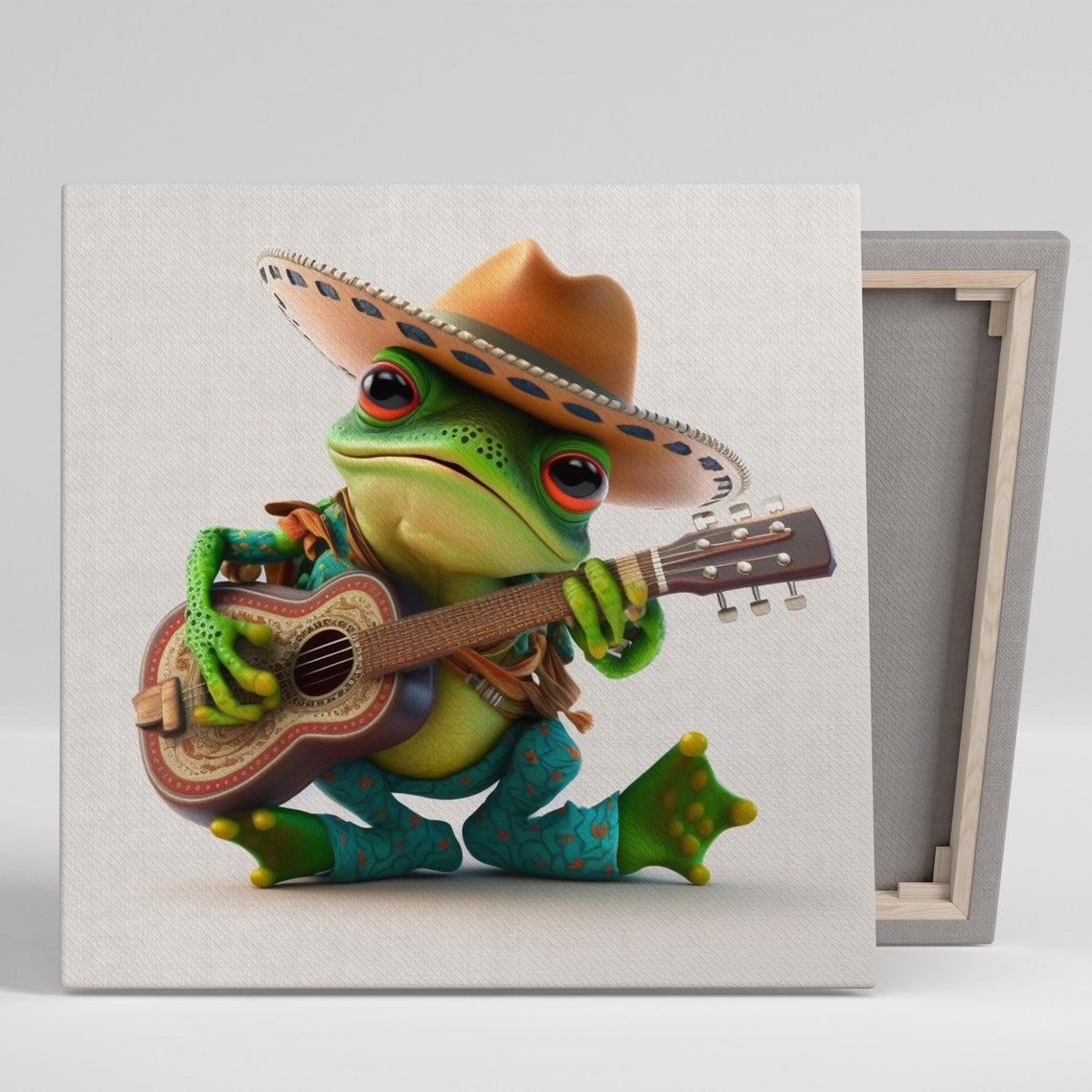 Cowboy Frog Playing Guitar Fun Whimsical Music Lover Animal Art Print