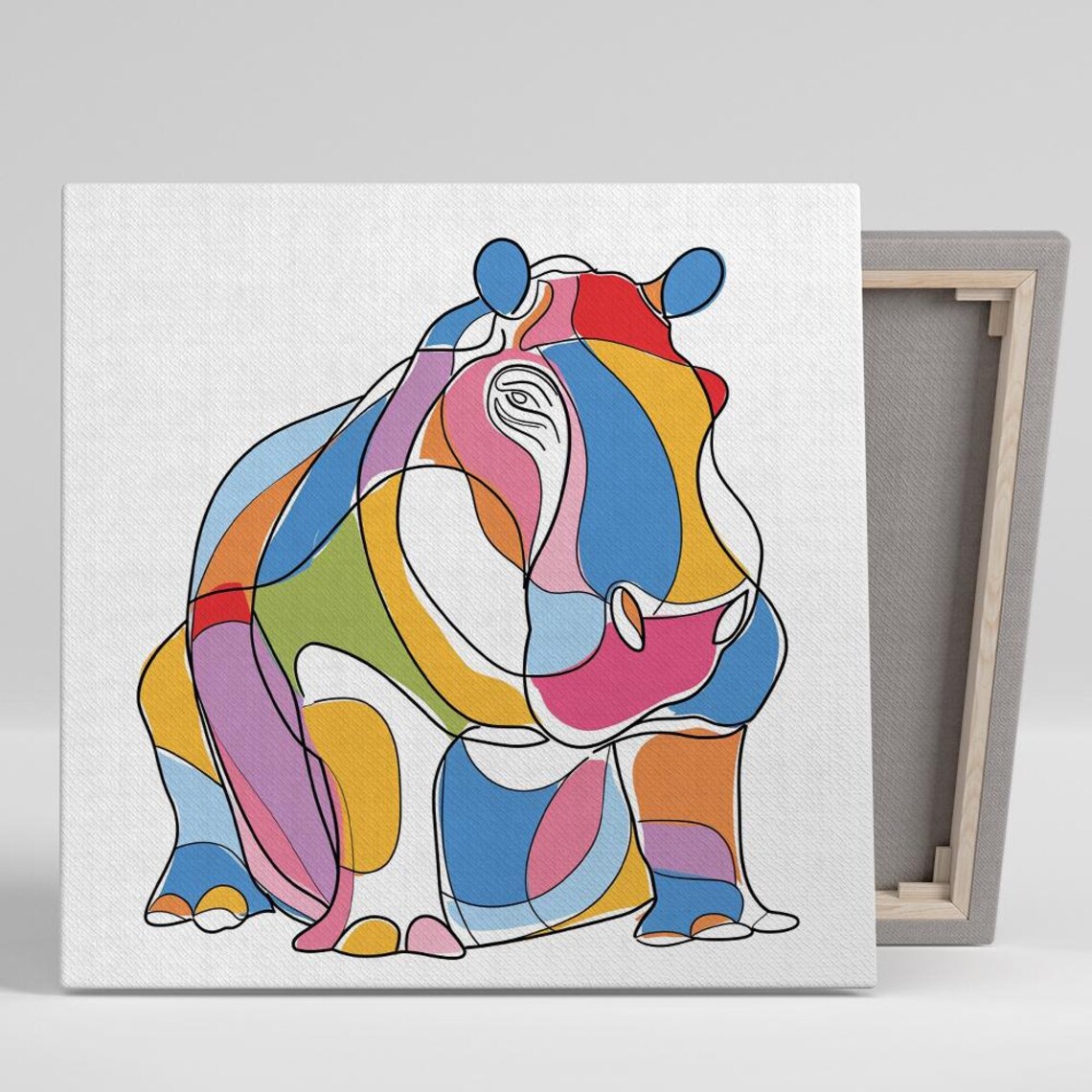 Colorful Hippo Abstract Contemporary Animal Art Print