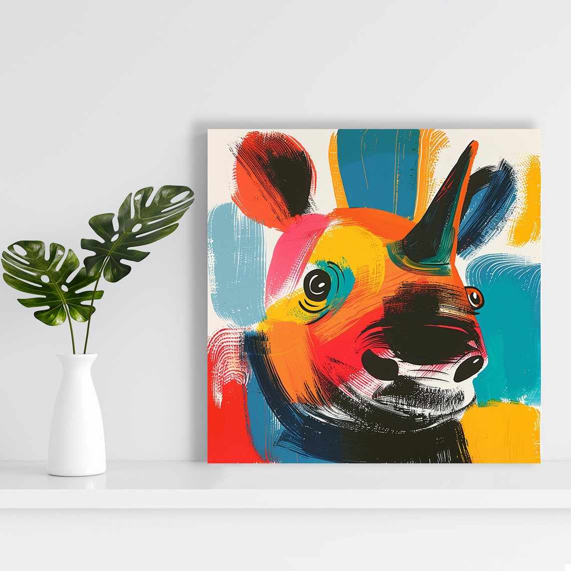 Vibrant Rhino Kaleidoscope Head Colorful Pop Art Animal Poster - Image 2