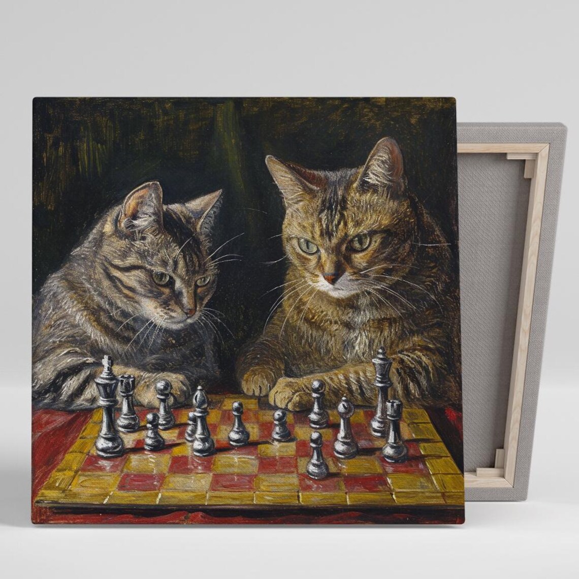 Cat Chess Masters Classic Animal Poster, Game Room