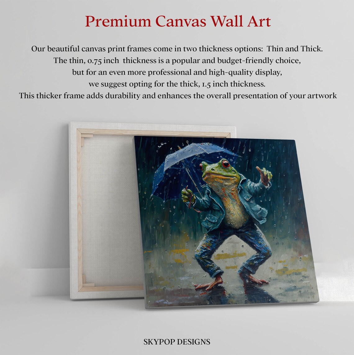 Frog in Rain Art Print, Animal Nature Wall Decor - Image 2