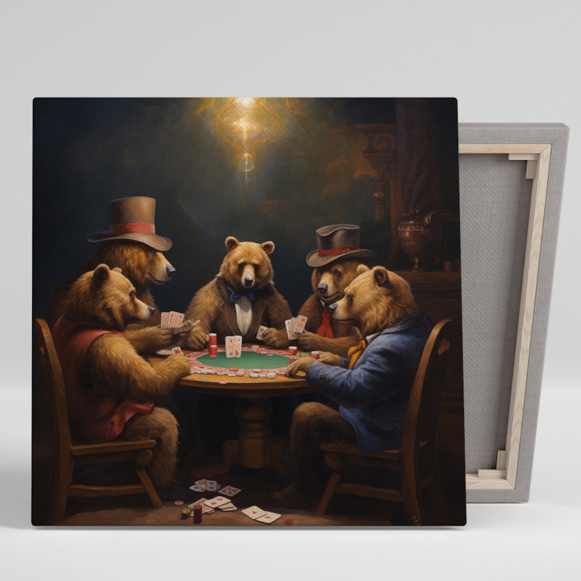 Bear Poker Night Art Print, Whimsical Game Room Decor