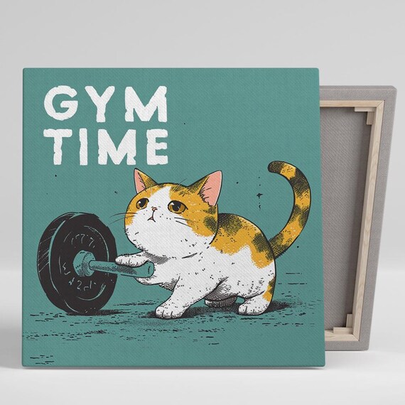 Cat Fitness Frenzy, Whimsical Pop Minimalist Poster