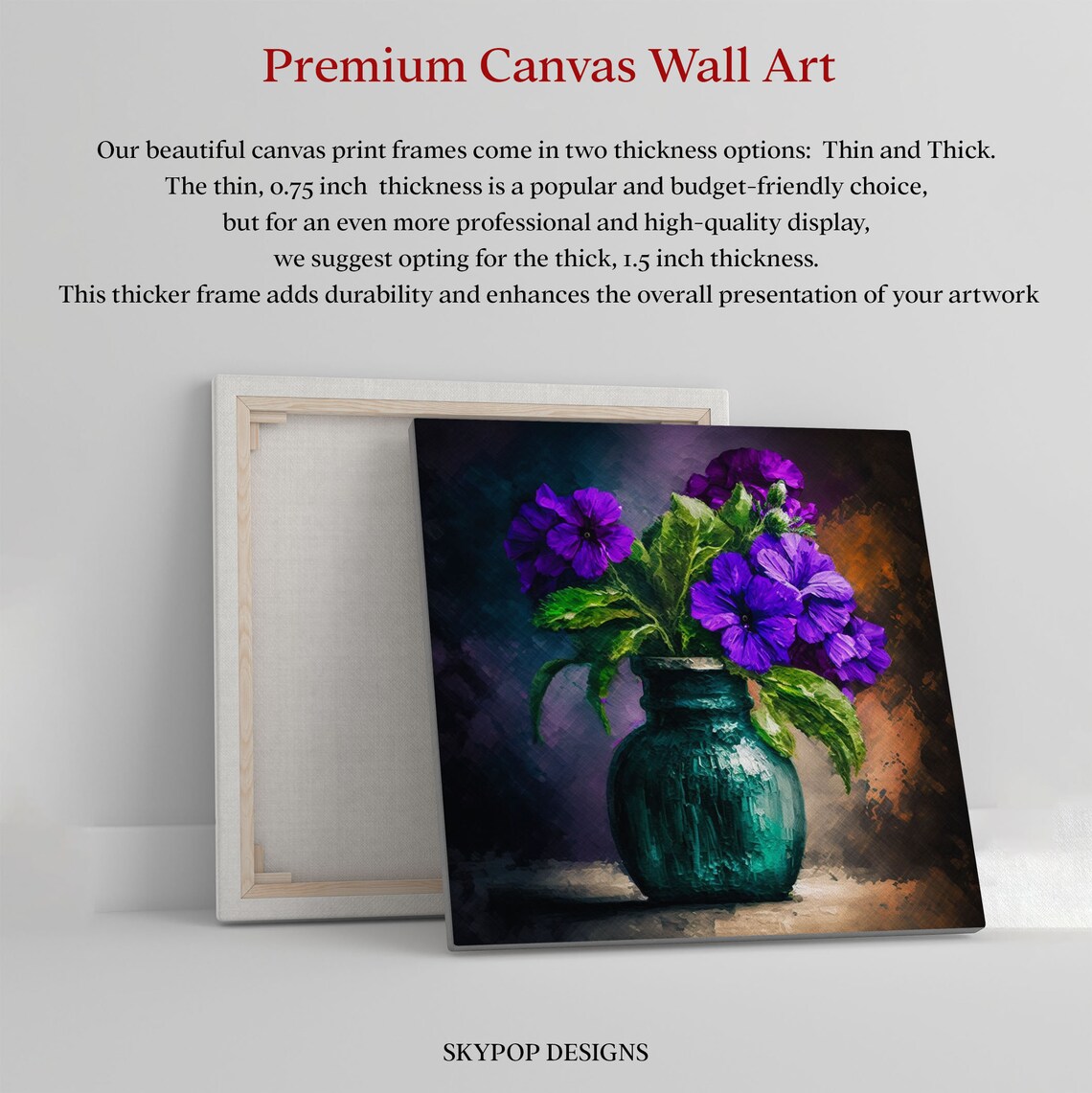 Purple Flower Vase Still Life Floral Art Print - Image 2
