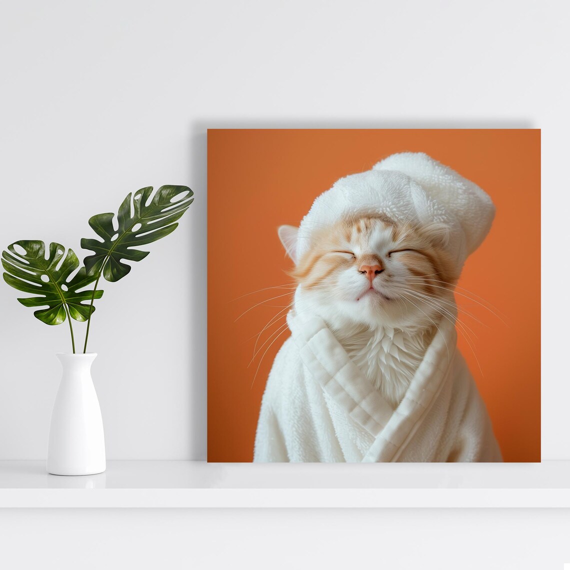 Zen Cat Spa Bliss, Whimsical Minimalist Art Print - Image 2