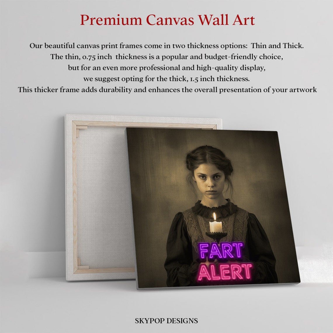 Fart Alert Neon Text Vintage Girl Candle Funny Bathroom Wall Poster - Image 3