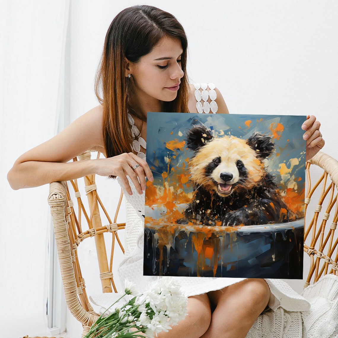 Panda in Bathtub, Bathroom and Nursery Wall Art Print - Image 3