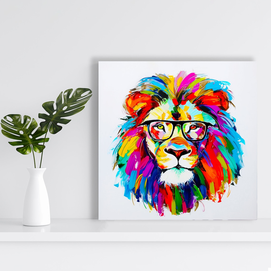 Spectacled Lion Pop Art Wall Art Print, Modern Decor - Image 2