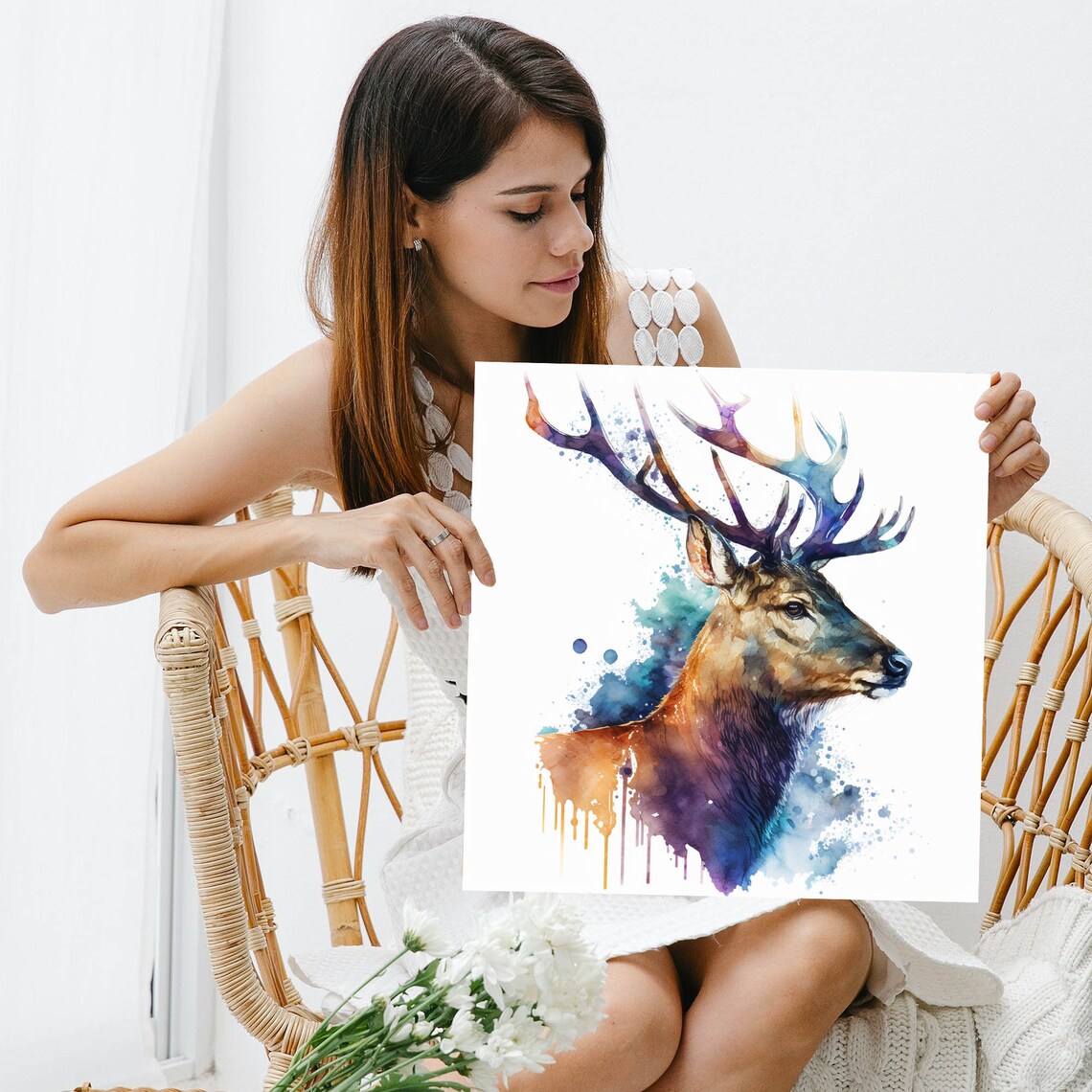 Watercolor Deer Art Print, Animal Nature Decor - Image 5