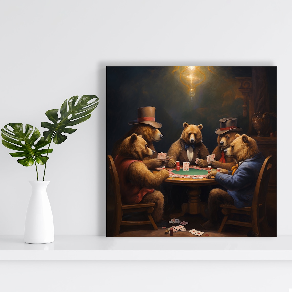 Bear Poker Night Art Print, Whimsical Game Room Decor - Image 2