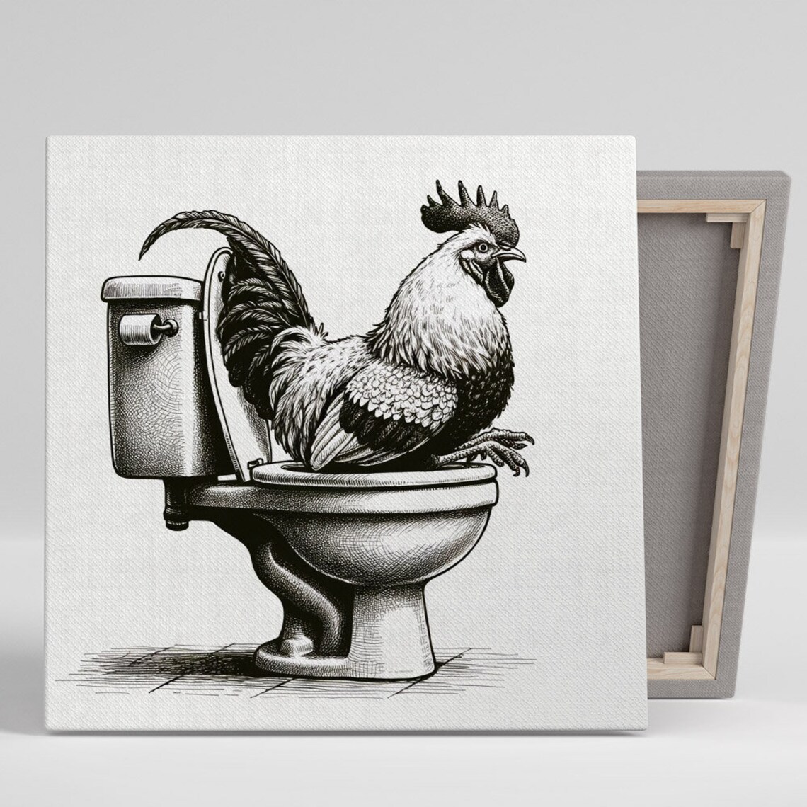 Rooster Bathroom Art Print, Funny Bathroom Decor