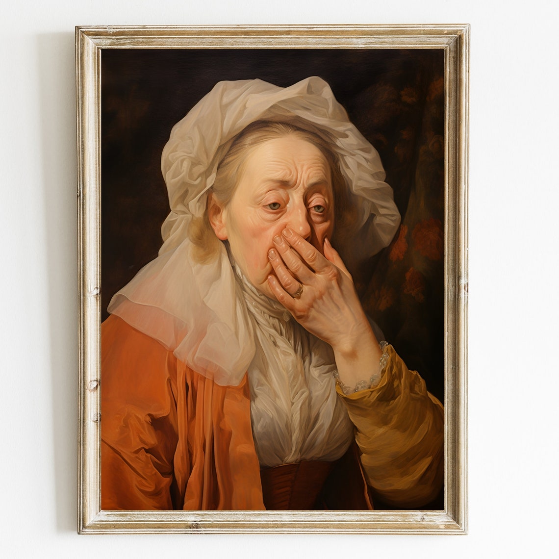Funny Renaissance Woman Vintage Humorous Bathroom Stinky Art Poster