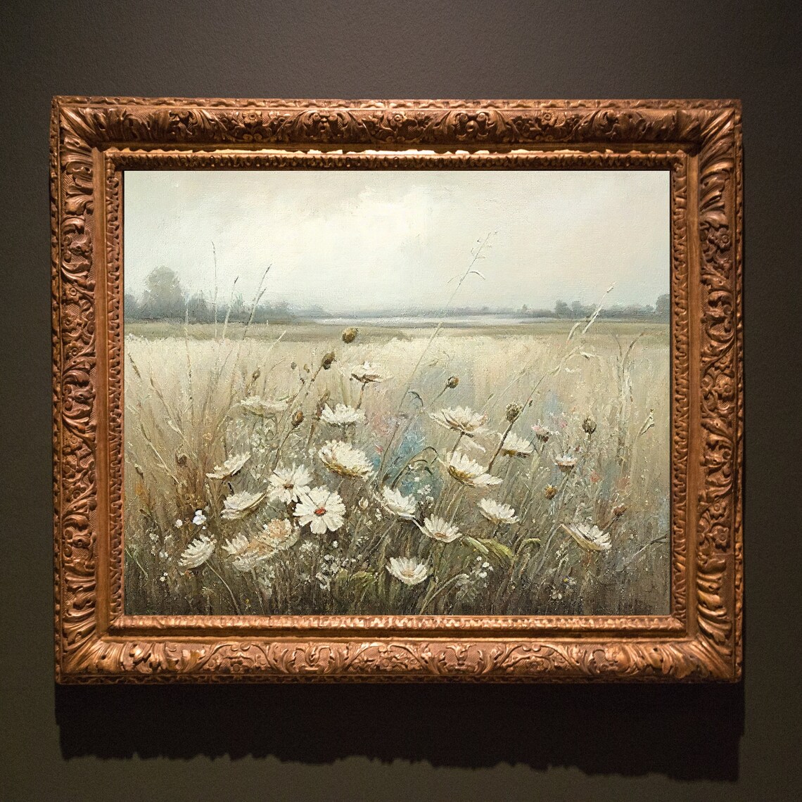 Wildflower Meadow Vintage Oil Painting Soft Neutral Nature Poster - Image 2