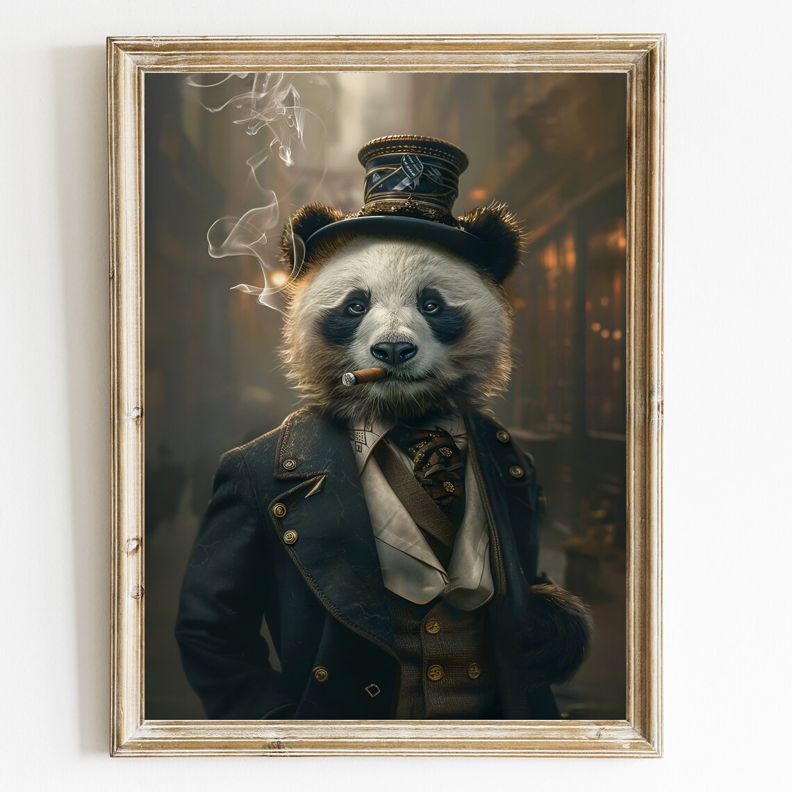 Gentleman Panda Vintage Painting Style Portrait
