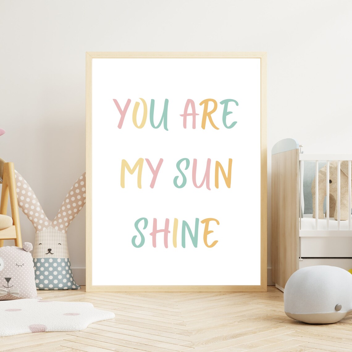 You Are My Sunshine Pastel Rainbow Nursery Lettering Quote Poster - Image 3