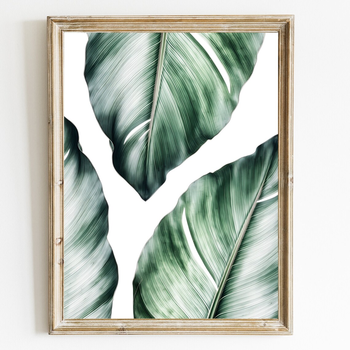 Banana Leaves Watercolor Botanical Tropical Green Leaf Art Poster