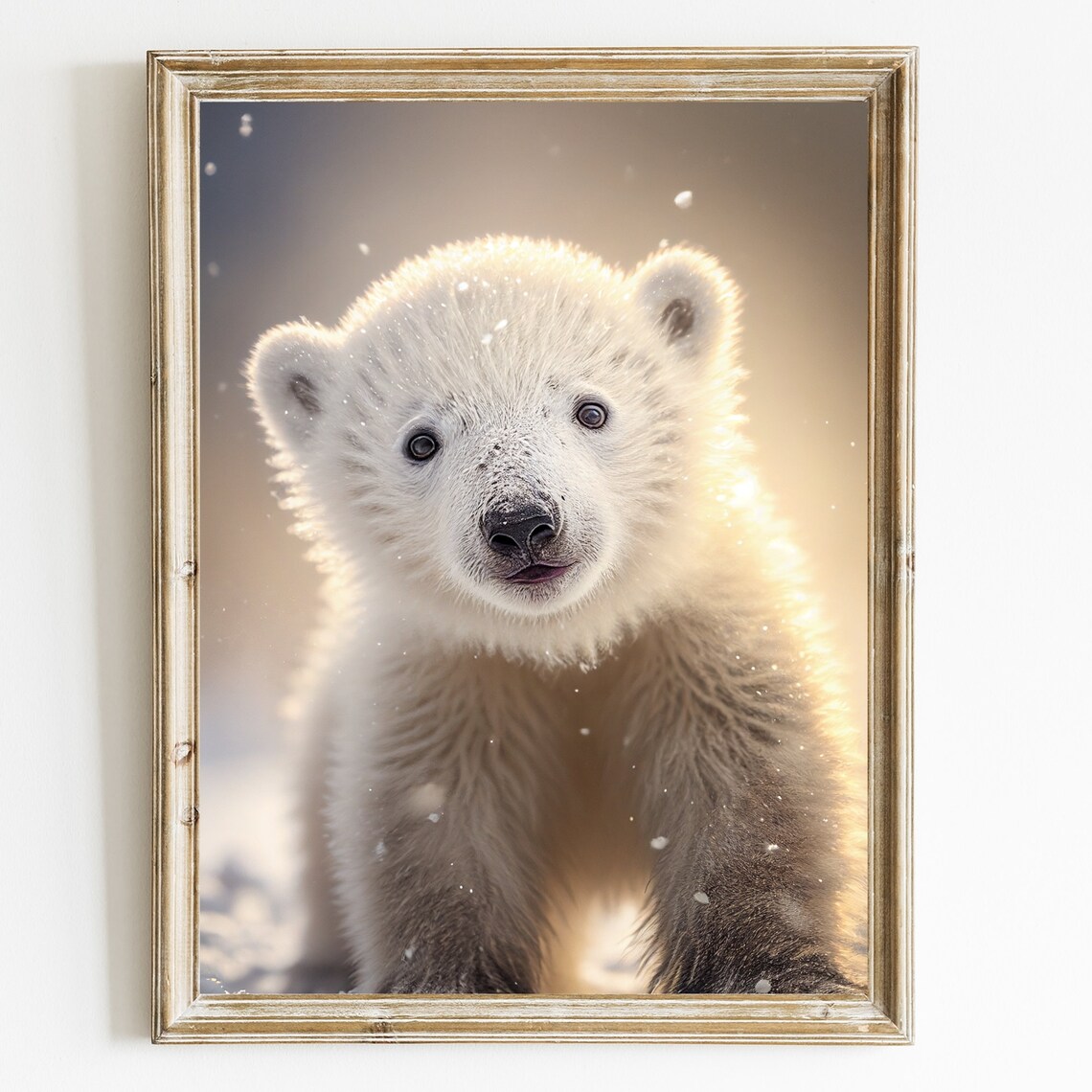 Baby Polar Bear Nursery Wall Art, Animal Portrait