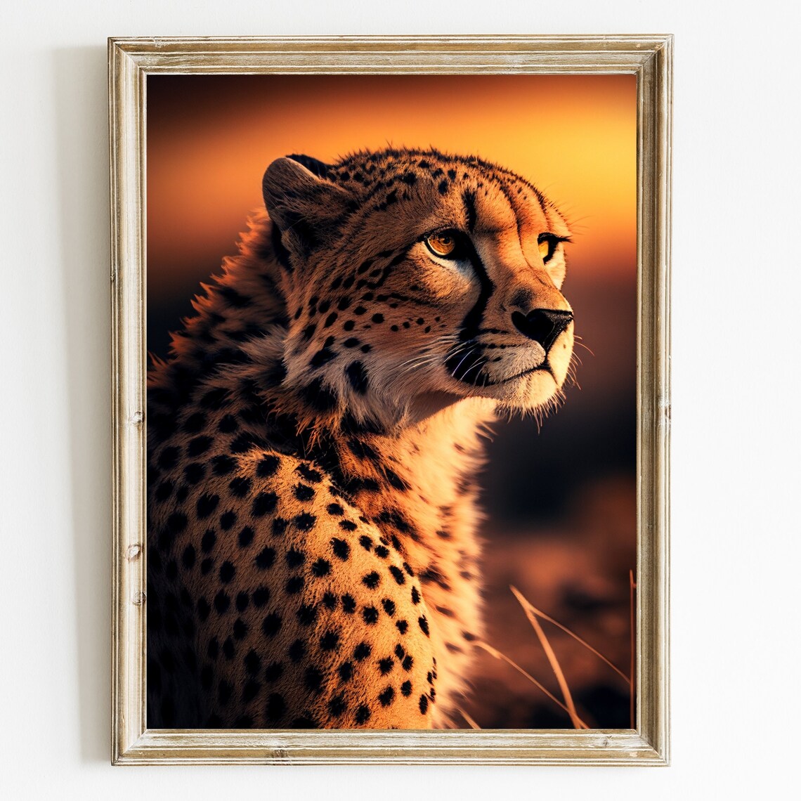 Cheetah Portrait Art Print, African Big Cat