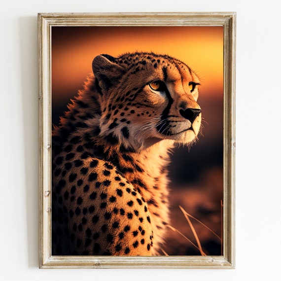 Cheetah Portrait Art Print, African Big Cat