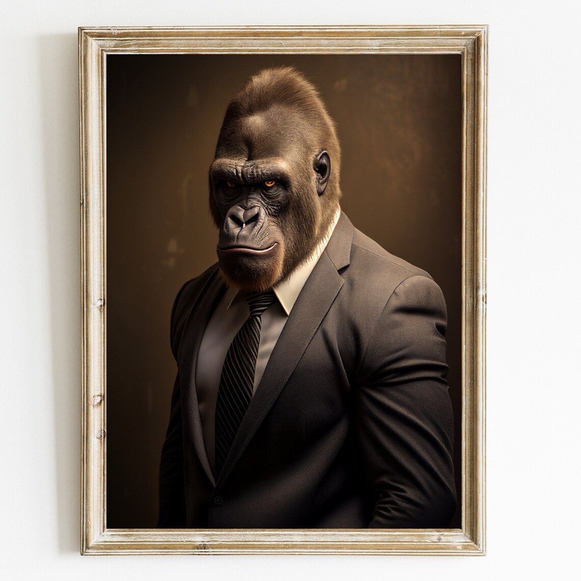 Gorilla In A Suit Vintage Animal Art Print