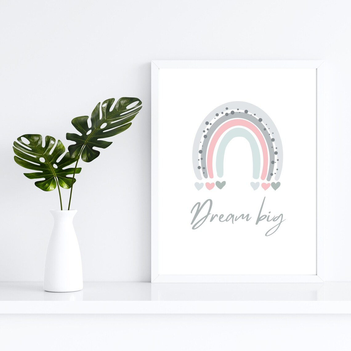 Dream Big Pastel Rainbow Nursery Kids Positive Quote Art Poster - Image 3