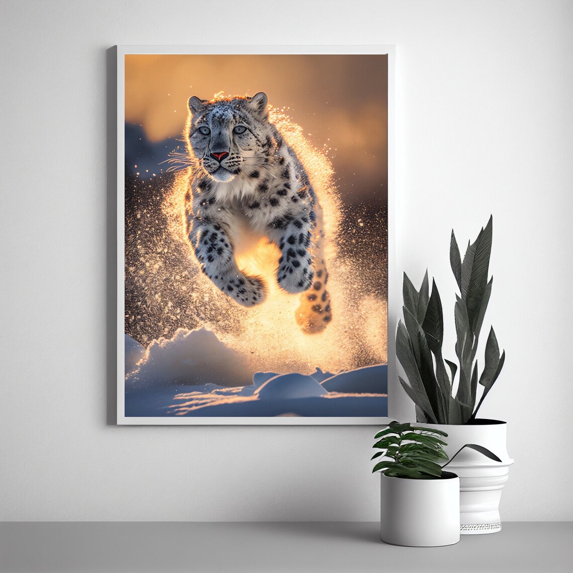 Snow Leopard Animal Portrait Wall Art Print - Image 2