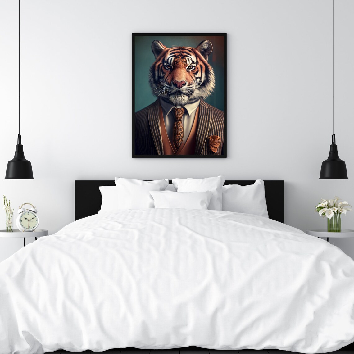 Tiger In A Suit Vintage Painting Art Print - Image 3