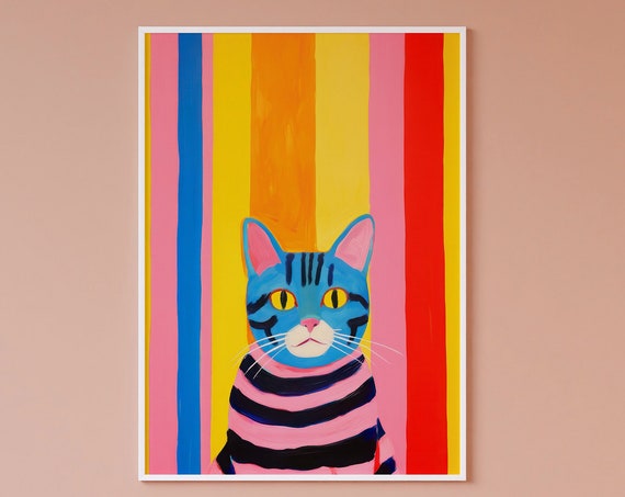 Funny Cat Maximalist Eclectic Art Print
